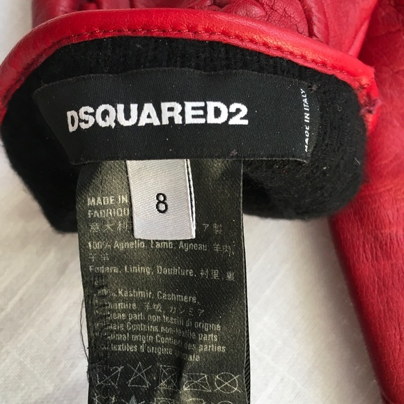 DSquared2 Red Leather Gloves, Size 8 - Picture 4 of 6